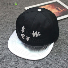 Men Women Strapback Snapback Baseball Cap Gold/Silver Letters Adjustable Hat PU Leather Cotton Bboy Fitted Cap ELY