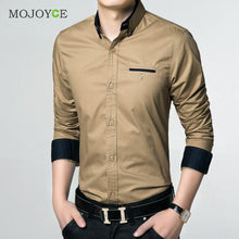 Mens Luxury Slim Fit Dress Shirt Long Sleeve Casual Stylish Khaki Shirts Cotton Business Dress Shirt Plus Size ELY