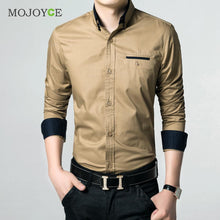 Mens Luxury Slim Fit Dress Shirt Long Sleeve Casual Stylish Khaki Shirts Cotton Business Dress Shirt Plus Size ELY