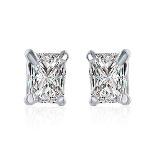 Luxurio silver plated earings jewelry Rectangle Crystal stud brincos de festa jewellery ELY