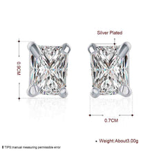 Luxurio silver plated earings jewelry Rectangle Crystal stud brincos de festa jewellery ELY