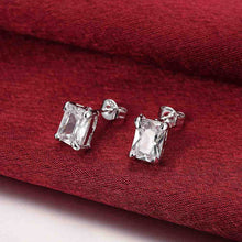 Luxurio silver plated earings jewelry Rectangle Crystal stud brincos de festa jewellery ELY