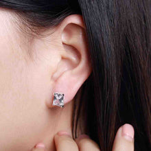 Luxurio silver plated earings jewelry Rectangle Crystal stud brincos de festa jewellery ELY