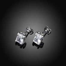 Luxurio silver plated earings jewelry Rectangle Crystal stud brincos de festa jewellery ELY