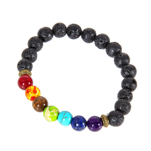 Multicolor Lava Rock Beads String Stretchy Bracelet Beaded Bracelet Bangle 1STL ELY