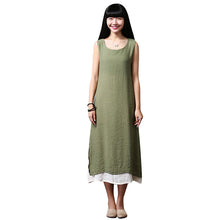 Women Long Party Dress Linen Cotton Plus Loose Sleeveless Dresses One Size 1STL ELY