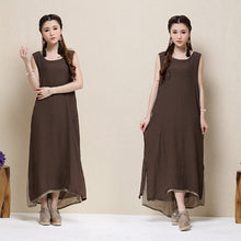Women Long Party Dress Linen Cotton Plus Loose Sleeveless Dresses One Size 1STL ELY