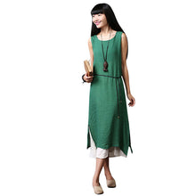 Women Long Party Dress Linen Cotton Plus Loose Sleeveless Dresses One Size 1STL ELY