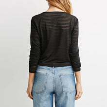 O-Neck Tops Cropped Net Yarn Splicing Brief Paragraph Long Sleeve T-Shirt Women Crop Top Tee Shirt Femme Blusa 1STL ELY