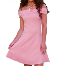 Off Shoulder Slash Neck Women Dress Temperament Pure Color Sleeveless Strapless Dress Slim Beach Sundress Vestido ELY