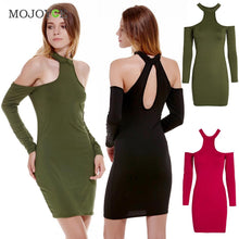 Off Shoulder Women Dress Vestido Long Sleeve Bodycon Bandage Cotton Blend Party Club Sexy Dress Vestido De Festa ELY