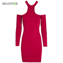 Off Shoulder Women Dress Vestido Long Sleeve Bodycon Bandage Cotton Blend Party Club Sexy Dress Vestido De Festa ELY