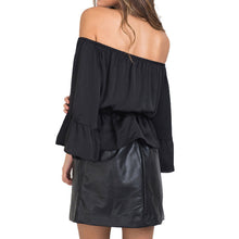 Off Shoulder blouse tops Eleastic Waist Long Sleeve Women tops Blusa Feminino Slash Neck Women Shirt Flare Sleeve Blusas ELY