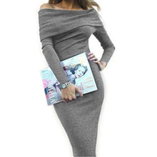 Off Shoulder Dress Vestidos Long Sleeve Sexy Women Dress Vestido De Festa Bodycon Slim Slach Neck Dress ELY