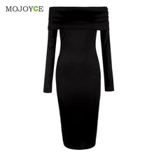 Off Shoulder Dress Vestidos Long Sleeve Sexy Women Dress Vestido De Festa Bodycon Slim Slach Neck Dress ELY