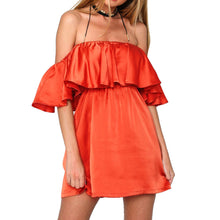 Off-shoulder Vestido Falbala Splice Short Sleeve Slash Neck Dresses High Waist Dress Vestido De Festa Dress 1STL ELY