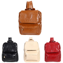 Oil Leather Backpack Women School Bags for Teenagers PU Leather Backpack 4 Colors Travel Bag Pouch Mochila Feminina ELY
