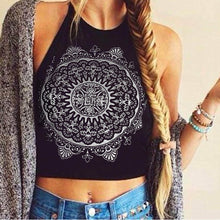 Print Crop Tops Women Print Sleeveless Cropped Feminino Halterneck Tank Tops Vest Black Women Shirt Blusa for ELY