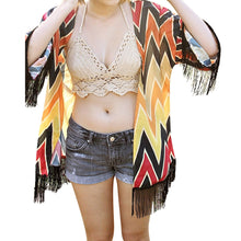 Printed Cardigan Tassel Fringe Kimono Cardigan Women Long Printed Shirts Chiffon Kimono Women Blouses Blusa Feminino ELY