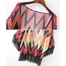 Printed Cardigan Tassel Fringe Kimono Cardigan Women Long Printed Shirts Chiffon Kimono Women Blouses Blusa Feminino ELY