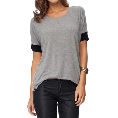 Pure Color Loose T-Shirt Women Leisure O-Neck Blusa Cropped Camiseta Feminina Tee Shirt Femme Women Tops 1STL ELY