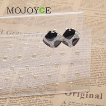 Retro Ladies Square Black Enamel Rhinestone Party Ear Stud Earrings 1STL ELY