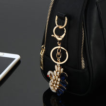 Rhinestone Swan Keychain Keyring Crystal Animal Metal Key Chain Ring for Women Gift Bag Charm Pendant Jewelry 1STL ELY