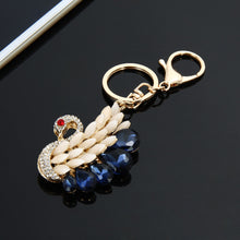 Rhinestone Swan Keychain Keyring Crystal Animal Metal Key Chain Ring for Women Gift Bag Charm Pendant Jewelry 1STL ELY