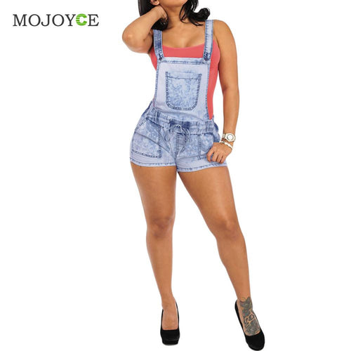 Ripped Denim Jumpsuit Women Hole Jeans Shorts Playsuit Casual Overall Romper Bodysuit Combinaison Short Femme 1STL ELY