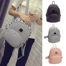 Rivet PU Leather Backpack Women Girl School Backpack Women Travel Small Bag Satchel Rucksack Mochilas Feminina ELY