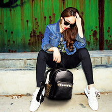 Rivet Women Bags Black PU Leather Backpack Mochila Feminina Girl School Shoulder Bag Satchel Bolsa Feminina 1STL ELY