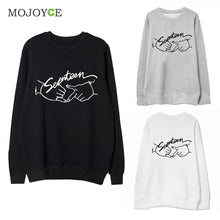 Seventeen Printed Letters Round Neck Long Sleeve Fleece Sweatershirt Hoodies Women Women Tops Blusa ELY
