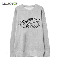 Seventeen Printed Letters Round Neck Long Sleeve Fleece Sweatershirt Hoodies Women Women Tops Blusa ELY