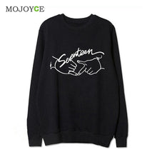Seventeen Printed Letters Round Neck Long Sleeve Fleece Sweatershirt Hoodies Women Women Tops Blusa ELY