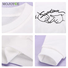 Seventeen Printed Letters Round Neck Long Sleeve Fleece Sweatershirt Hoodies Women Women Tops Blusa ELY