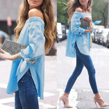 Sexy Off Shoulder Women Blouses Casual Long Sleeve Slim Shirt Women Top Slash Neck Blusa Off Shoulder Top Women Clothes ELY