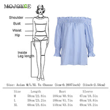 Sexy Off Shoulder Women Blouses Long Sleeve Casual ShirtTops Blusa Shirt Women Blue Stripe Women Tops Blusas Femininas ELY