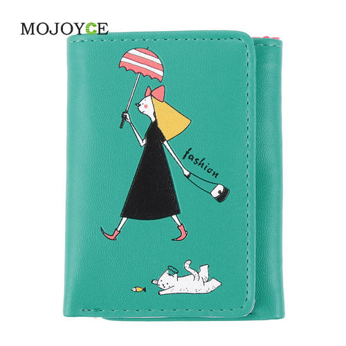 Short Smooth PU Leather Money Purse ID Credit Card Holder Coin Purses Women Cartoon Portfolio Wallet Clutch 1STL ELY