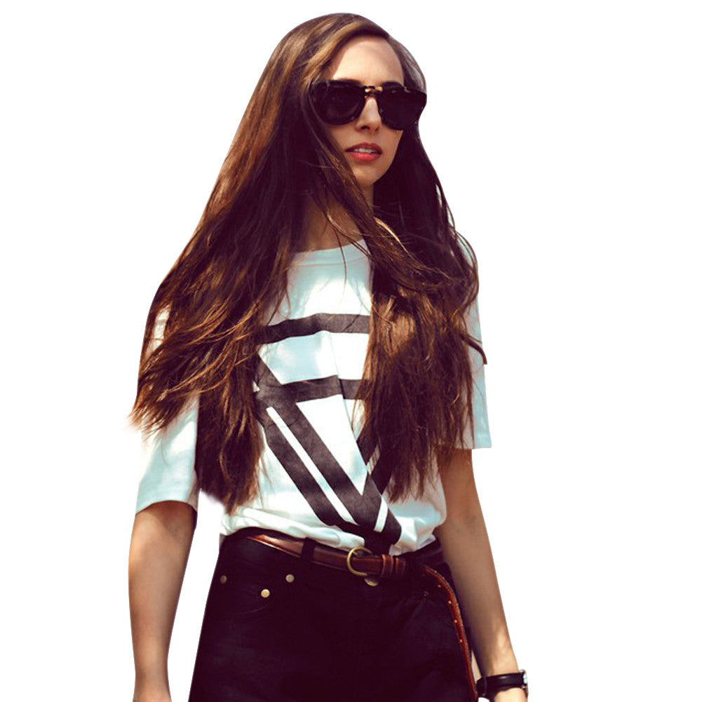 Slim Basic T Shirt Women Print Casual Slim Tops T-Shirts 1STL ELY
