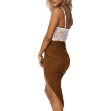 Solid Irregular Matte Velvet Skirts Stitching Knee-Length Skirts 1STL ELY