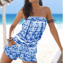 Strapless Off Shoulder Printed Jumpsuit Beachwear Short Combinaison Short Femme Jumpsuit Bodysuit Women Romper ELY