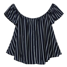 Striped Women Blouses Tops Off Shoulder Top Shirts Women Loose Elastic Ruffle Blusas Camisa Feminina Women Tops ELY
