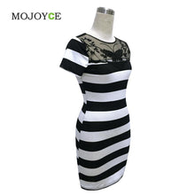 Striped Women Dress Mesh Patchwork Vestidos Sexy Bodycon Stretch Lace Mini Dress Vestido de festa1STL ELY