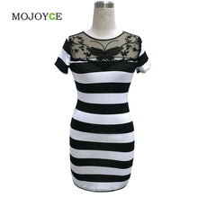 Striped Women Dress Mesh Patchwork Vestidos Sexy Bodycon Stretch Lace Mini Dress Vestido de festa1STL ELY