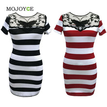 Striped Women Dress Mesh Patchwork Vestidos Sexy Bodycon Stretch Lace Mini Dress Vestido de festa1STL ELY