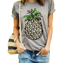 Pineapple T Shirts Pineapple Print Women T-shirt Casual O-neck Short Sleeve Tee Tops Crop Top Woman Clothes ELY