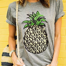 Pineapple T Shirts Pineapple Print Women T-shirt Casual O-neck Short Sleeve Tee Tops Crop Top Woman Clothes ELY