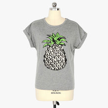Pineapple T Shirts Pineapple Print Women T-shirt Casual O-neck Short Sleeve Tee Tops Crop Top Woman Clothes ELY