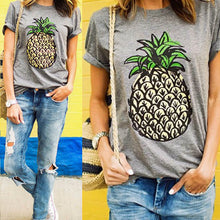 Pineapple T Shirts Pineapple Print Women T-shirt Casual O-neck Short Sleeve Tee Tops Crop Top Woman Clothes ELY