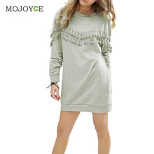 Tassel Long Pullover Women Dress vestido de festa Warm Dress Dress Casual Gray Long Sleeve Vestidos ELY